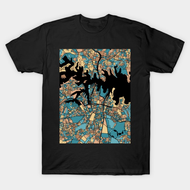 Sydney Map Pattern in Mid Century Pastel T-Shirt by PatternMaps